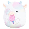 5-Inch Belozi the White And Rainbow Tie-Dye Cow Holding Cotton Candy - 2