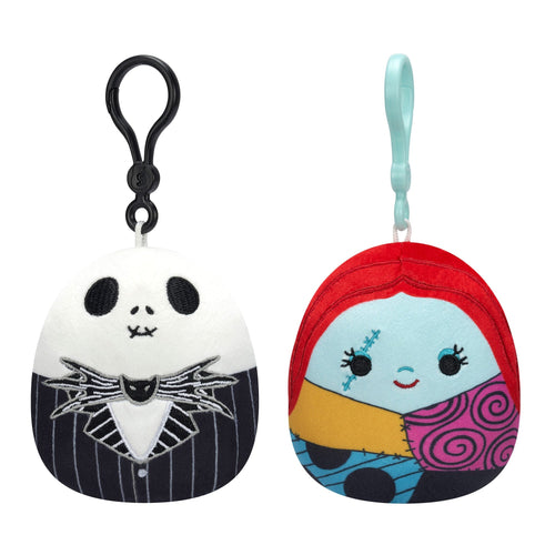 Squishmallows 3.5" Disney Jack Skellington and Sally Clip 2-Pack Plush