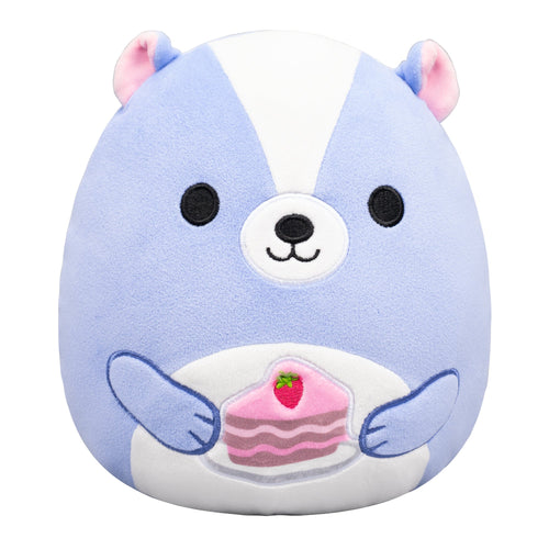 Squishmallows Caspian Lavender Skunk Plush Holding Cake Slice 8"