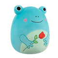 12-Inch Ludwig the Teal Frog Holding Rose - 2