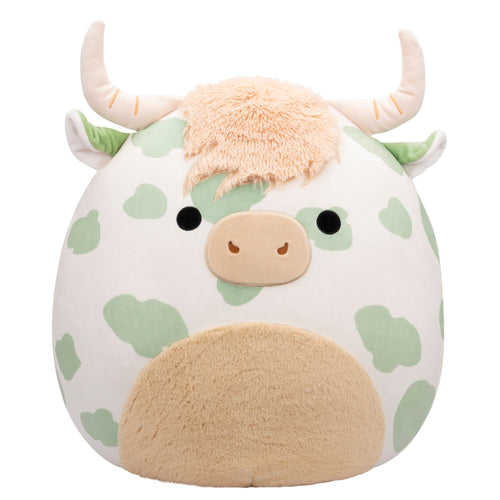 Squishmallows Celestino Sage Green Spotted Highland Cow Plush with Fuzzy Belly 20"