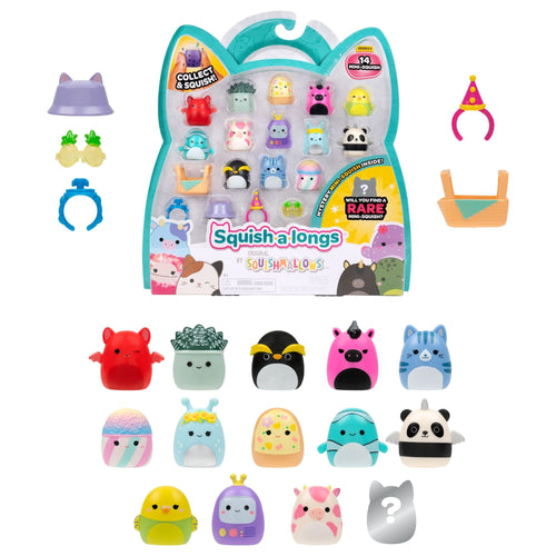 Squish-a-longs Wave 5 Style 1 Mini-Squish 14-Pack Toy Playsets with Ring and Accessories