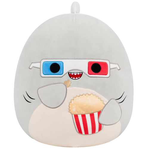 Squishmallows Gordon Grey Shark with 3D Glasses & Popcorn Plush 16"