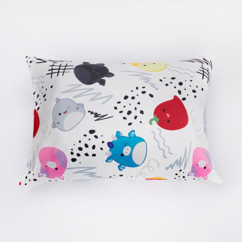 SquishPillow Squish Vibes White Standard Pillowcases with Super-Soft Stretchy Fabric