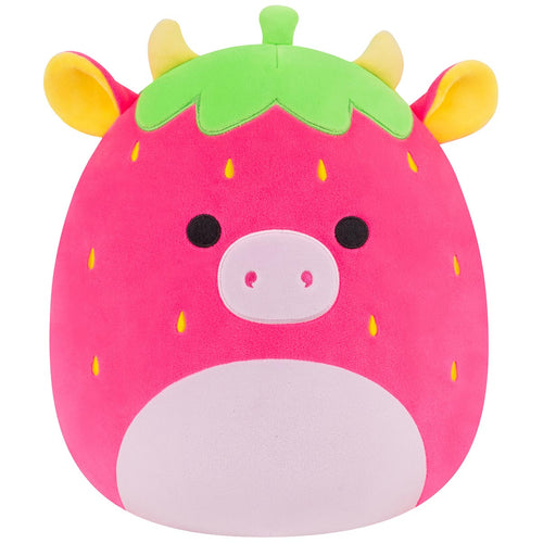 Squishmallows Cleary Hot Pink Strawberry Cow Plush 12"