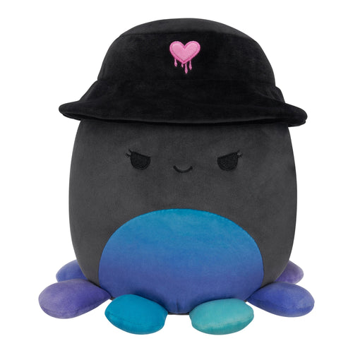 Squishmallows 8" Yoko the Charcoal Grey Octopus with Bucket Hat Plush