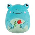 12-Inch Ludwig the Teal Frog Holding Rose - 1