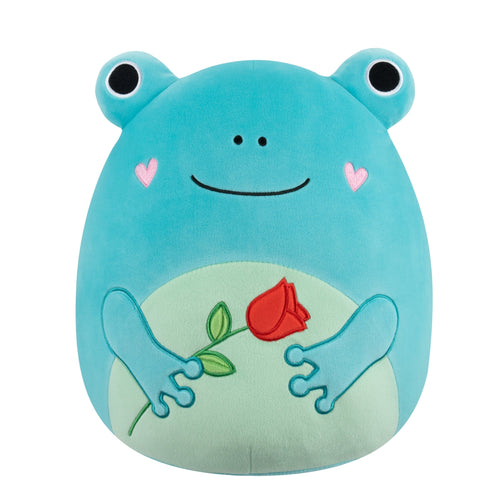Squishmallows Ludwig Teal Frog Holding Rose Plush — 12"