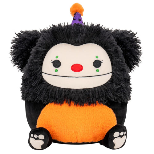 Squishmallows Select Series Feather Black & Orange Bigfoot Clown Halloween Plush 10"