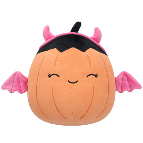 Squishmallows Margie Pastel Orange Pumpkin Plush in Pink Devil Costume 8"