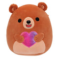 8-Inch Stokely the Brown Kodiak Bear Holding a Rainbow Heart - 1
