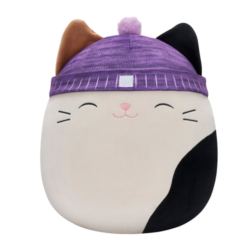 Squishmallows Cam Calico Cat Plush with Purple Hat 14"