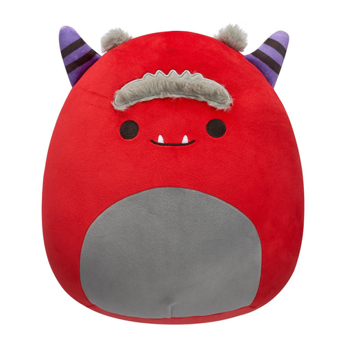 Squishmallows Jeb Burgundy Monster Plush with Grey Unibrow 12"