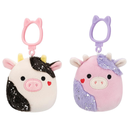 Squishmallows Select Series Patty and Connor Cow 3.5" Plush Clip 2-Pack