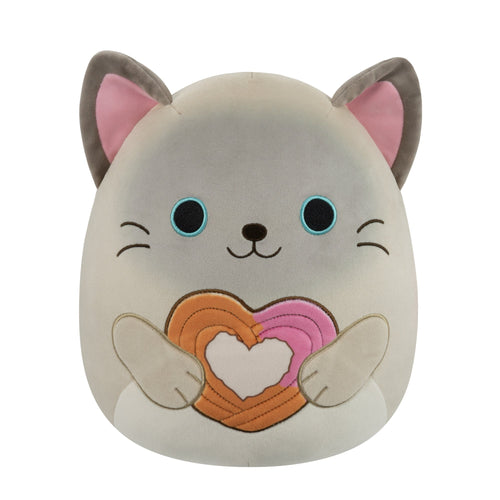 Squishmallows Felton Siamese Cat with Heart Churro Plush 12"