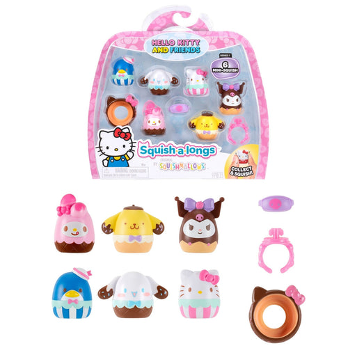 Squish-a-longs Hello Kitty and Friends Ice Cream Toy Playsets – 6 Mini-Squish & 2 Accessories