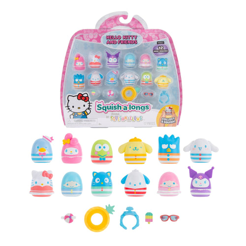 Squish-a-longs Hello Kitty and Friends Pool Party Toy Playsets – 12 Mini-Squish & 4 Accessories