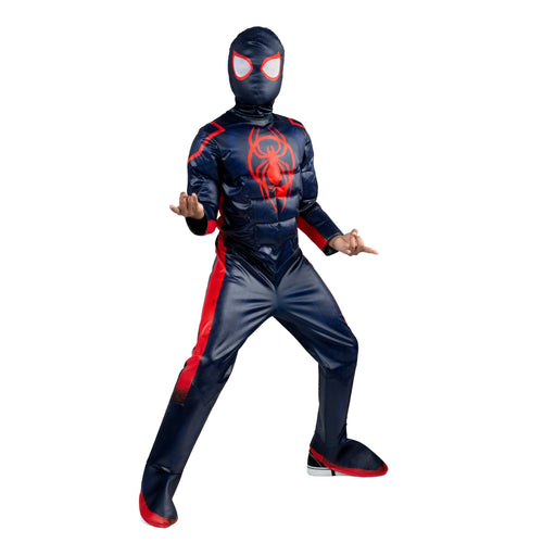 Costume Play MARVEL Miles Morales Youth Boy Qualux Costumes — S, M & L Padded Jumpsuit with Mask