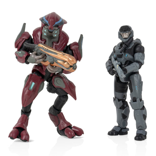 Vault Halo Noble Six & Elite Zealot Action & Toy Figures | 2-Pack, 4-Inch, Up to 40 Points