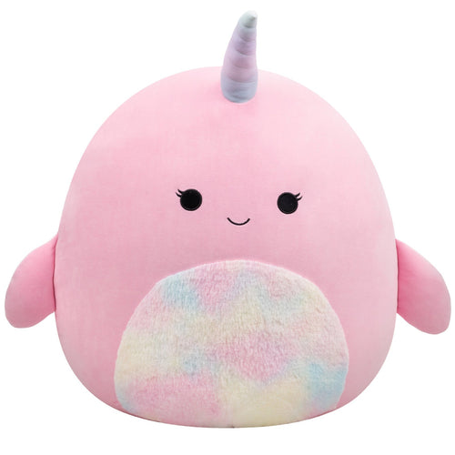 Squishmallows Esme Pink Narwhal with Rainbow Belly Plush 20"