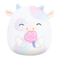 5-Inch Belozi the White And Rainbow Tie-Dye Cow Holding Cotton Candy - 1