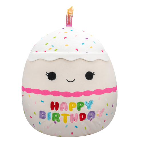 Squishmallows Lyla Vanilla Birthday Cake with Rainbow Sprinkles Embroidery Plush — 14"
