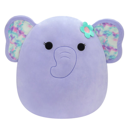 Squishmallows Anjali Purple Elephant Plush with Tie-Dye Ears & Flowers 20"