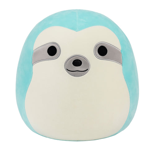 Squishmallows Aqua Aqua & White Sloth Plush with Grey Face Patches 12"