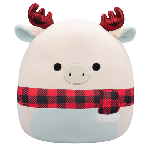 Squishmallows Matthew White Moose with Glitter Antlers & Scarf Plush 16"