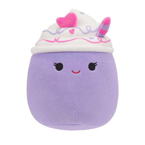 Squishmallows Cheksa Purple Valentine's Day Drink Plush 5"